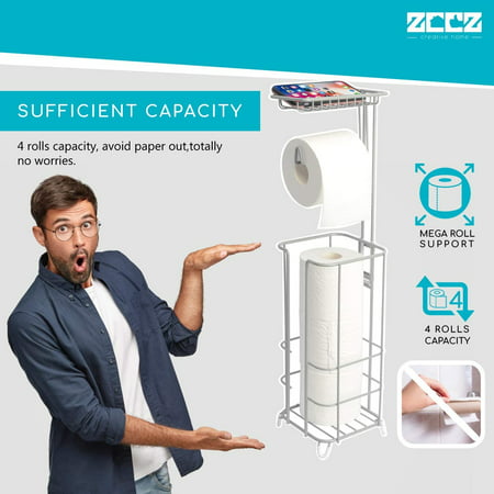 Toilet Tissue Paper Roll Holder Stand Bathroom Paper Storage Dispenser Rack